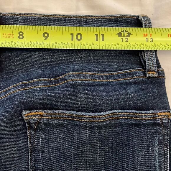 Frame Le High Skinny Denim Blue Jeans Womens 27 Distressed Dark Wash Raw Hem - Picture 5 of 14